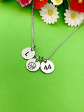 Silver Basketball Necklace Bracelet Keychain Optional Christmas Gifts, Personalized Customized Monogram Jewelry  D226
