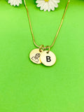 Gold Coach Initial Necklace, Stainless Steel Jewelry, Coach Gift