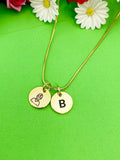 Gold Coach Initial Necklace, Stainless Steel Jewelry, Coach Gift
