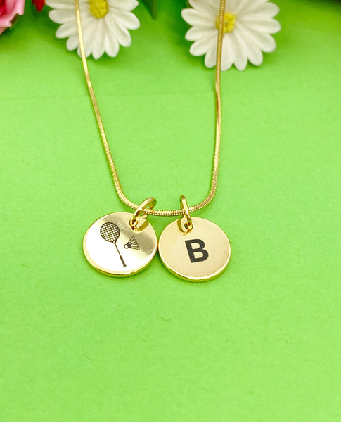 Gold Badminton Necklace, Badminton Keychain, Badminton Bracelet, Optional, Badminton Gifts, Badminton Jewelry, D249