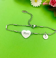 Mom Gifts, Mom Bracelet, Stainless Steel Heart Bracelet, Mom Jewelry, Mother's Day Gift, Mother Daughter Gift, D256