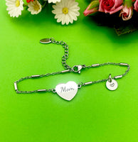 Mom Gifts, Mom Bracelet, Stainless Steel Heart Bracelet, Mom Jewelry, Mother's Day Gift, Mother Daughter Gift, D256