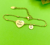 Gold Godmother Bracelet, Heart, Godmother Jewelry, Mother's Day Gift, Godmother Goddaughter Gift, Godmother Gift, D259