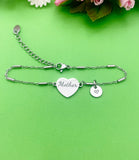 Mother Gifts, Mother Bracelet, Stainless Steel Heart Bracelet, Mother Jewelry, Mother's Day Gift, Mother Daughter Gift, D262