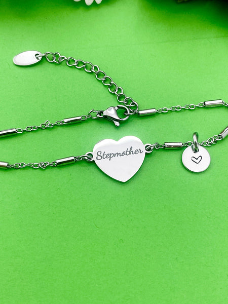 Stepmother Bracelet, Stainless Steel Heart, Stepmother Jewelry, Mother's Day Gift, Stepmother Gift, Stepmother Gifts, D265