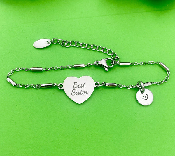 Best Sister Bracelet, Stainless Steel Heart Bracelet, Best Sister Jewelry, Personalized Gifts, Best Sister Gifts, D266