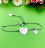 Best Christmas Gift for Nina, Nina Bracelet, Stainless Steel Heart Bracelet, Best Nina Jewelry, Personalized Gifts, D267