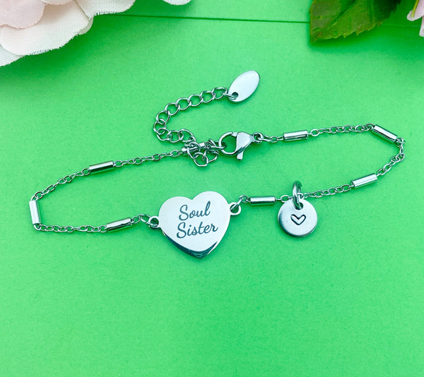 Best Christmas Gift for Soul Sister, Soul Sister Bracelet, Soul Sister Jewelry, Personalized Customized Monogram Jewelry, D289
