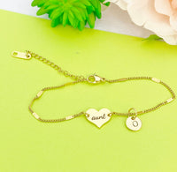 Gold Aunt Heart Bracelet Best Christmas Gift for Aunt, Danity Bracelet Gifts, D134