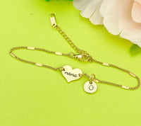 Best Christmas Gift for Nana, Gold Nana Heart Bracelet, Danity Bracelet Gifts, D135