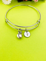 Silver Peach Charm Bracelet, Personalized Gift, N123A