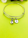 Silver Peach Charm Bracelet, Personalized Gift, N123A