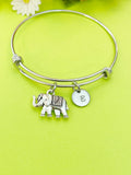 Silver Elephant Charm Bracelet, Personalized Customized Monogram Jewelry, N1114