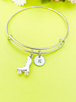 Silver Skate Charm Bracelet, Personalized Customized Monogram Jewelry, N4959A