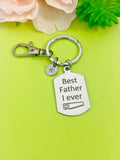 Engraved Stainless Steel Keychain, Best Father I Ever Saw, Initial Charm