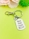 Engraved Stainless Steel Dad Keychain, Initial Charm, Funny Gift