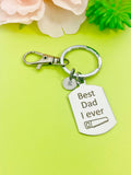 Engraved Stainless Steel Dad Keychain, Initial Charm, Funny Gift