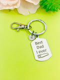 Engraved Stainless Steel Dad Keychain, Initial Charm, Funny Gift