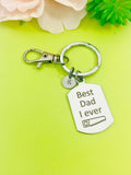 Engraved Stainless Steel Dad Keychain, Initial Charm, Funny Gift