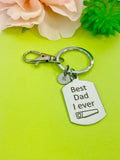 Engraved Stainless Steel Dad Keychain, Initial Charm, Funny Gift