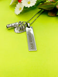 Silver Firefighter Helmet Fire Extinguisher Necklace, Name, Tag, Badge Number, Best Christmas Gifts for Firefighter, D301