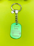 Drive Safe Bus Driver Keychain, Best Christmas Gift for School Bus Driver, Color Option, Personalized Customized Jewelry, D307