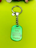 Drive Safe Bus Driver Keychain, Best Christmas Gift for School Bus Driver, Color Option, Personalized Customized Jewelry, D307