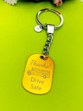 Drive Safe Keychain, Christmas Gift for School Bus Driver, Color Option, Personalized Customized Jewelry, D308