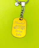 Drive Safe Keychain, Christmas Gift for School Bus Driver, Color Option, Personalized Customized Jewelry, D308