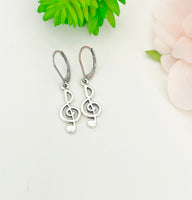 Silver Treble Music Note Earrings, School Band, Music Teacher Gift, Music Melody Gift, N3342A