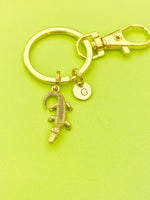 Gold or Silver Alligator Keychain, Finish Option, Personalized Customized Jewelry, Best Christmas Gift for Dad, N1892B