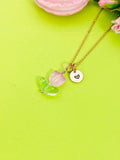 Rose Gold Pink Tulip Necklace, Tulip Jewelry, N5303J