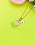 Rose Gold Pink Tulip Necklace, Tulip Jewelry, N5303J