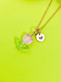 Rose Gold Pink Tulip Necklace, Tulip Jewelry, N5303J