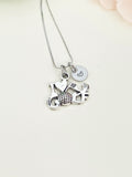 Silver I Heart Golf Necklace, Best Christmas Gift for Golfer, Personalized Customized Monogram Jewelry, N5397A