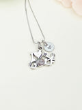 Silver I Heart Golf Necklace, Best Christmas Gift for Golfer, Personalized Customized Monogram Jewelry, N5397A