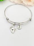 Silver Hand Heart Bracelet, Best Christmas Gift for Nurse Doctor Medical, Personalized Customized Monogram Jewelry, N5401