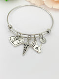 Silver PT Caduceus Hand Heart Bracelet, Best Christmas Gift for Nurse Doctor Medical School Student, Personalized, N5401A