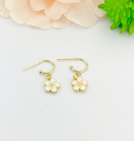 Gold Sakura Cherry Blossom Earrings, Japanese Girl Friends Jewelry Gifts,N5301B