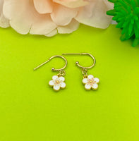 Gold Sakura Cherry Blossom Earrings, Japanese Girl Friends Jewelry Gifts,N5301B