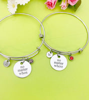 Silver No Matter When Where Bracelet Option, Personalized Customized Monogram Jewelry, D311