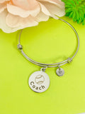 Silver Baseball Coach Bracelet, Best Christmas Gifts for Baseball Coach, Personalized Customized Monogram Jewelry, D149