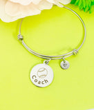 Silver Baseball Coach Bracelet, Best Christmas Gifts for Baseball Coach, Personalized Customized Monogram Jewelry, D149