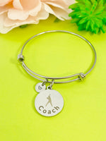 Silver Softball Coach Bracelet, Best Christmas Gifts for Baseball Team, Personalized Customized Monogram Jewelry, D150