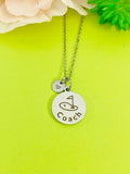 Silver Golf Coach Necklace, Best Christmas Gifts for Golf Coach, Personalized Customized Monogram Jewelry, D152