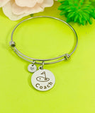 Silver Golf Coach Bracelet, Best Christmas Gifts for Golf Coach Team, Personalized Customized Monogram Jewelry, D153