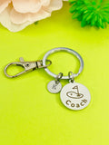 Silver Golf Coach Keychain Best Christmas Gifts for Golf Coach Team, Personalized Customized Monogram Jewelry, D154