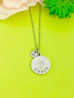 Silver Whistle Coach Necklace, Best Christmas Gifts for Coach, Personalized Customized Monogram Jewelry, D157