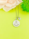 Silver Coach Necklace, Best Christmas Gifts for Coach, Personalized Customized Monogram Jewelry, D158