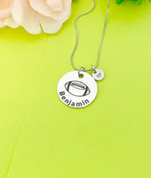 Silver Football Necklace Keychain Bracelet Optional, Best Christmas Gifts, Personalized Customized Monogram Jewelry D168